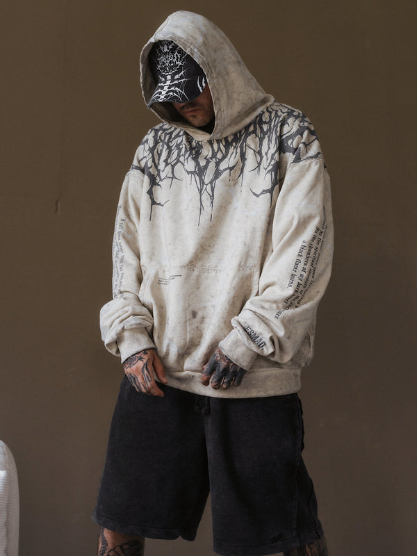 Reign Of Blood Grey Edition - Heavy Oversized Hoodie (400GSM) Lifestyle Image