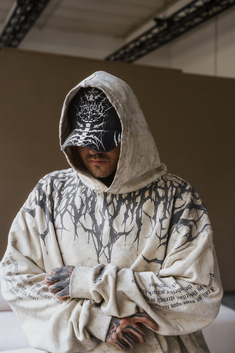 Reign Of Blood Grey Edition - Heavy Oversized Hoodie (400GSM) Image 7