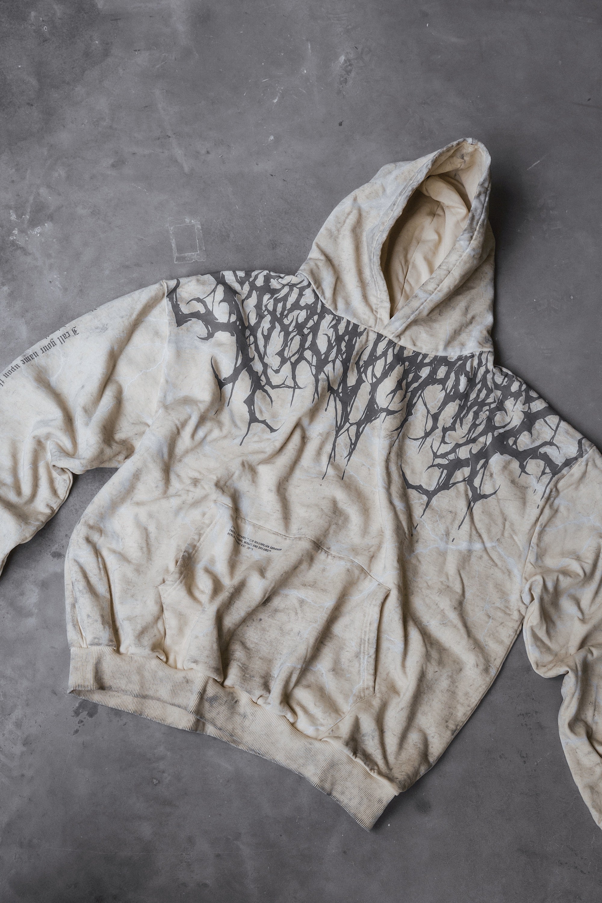 THE BONEZ blood in blood out パーカー XLサイズ Reign Of Blood (Sand) - Heavy Oversized Hoodie (400GSM)