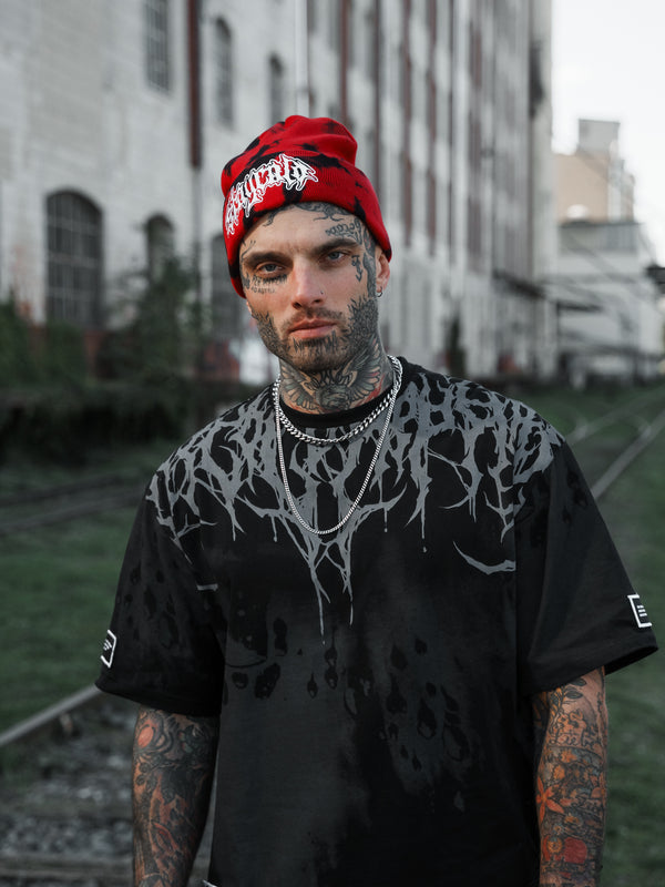 Reign Of Blood (darkgrey) - Heavy Oversized T-Shirt (dye) 250GSM Lifestyle Image