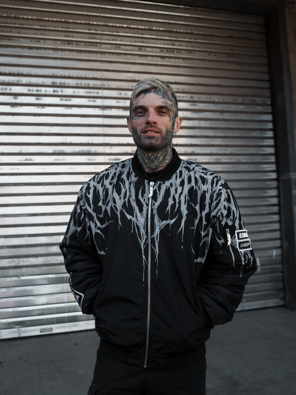 Reign Of Blood (grey) - Bomber Jacket (Acid Washed) Lifestyle Image
