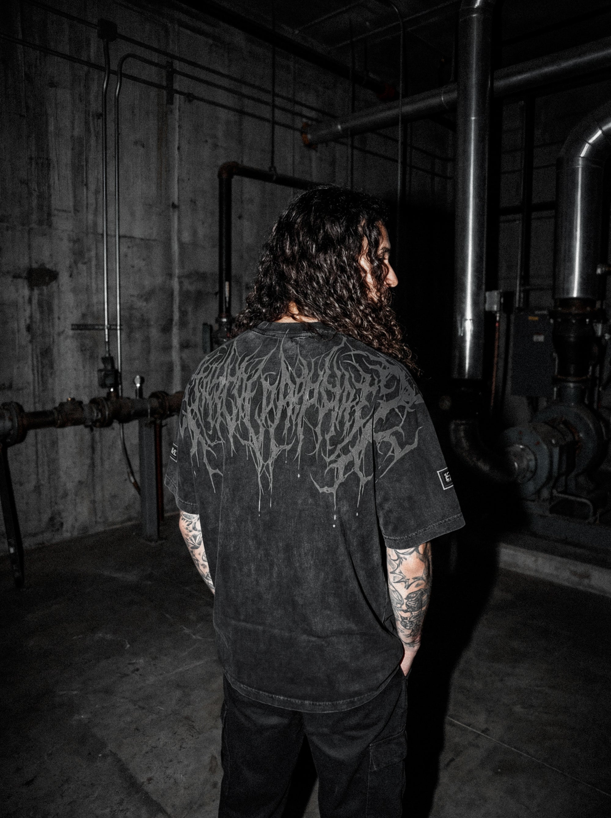 Reign Of Blood (grey acid washed) - Heavy Oversized T-Shirt (250GSM)