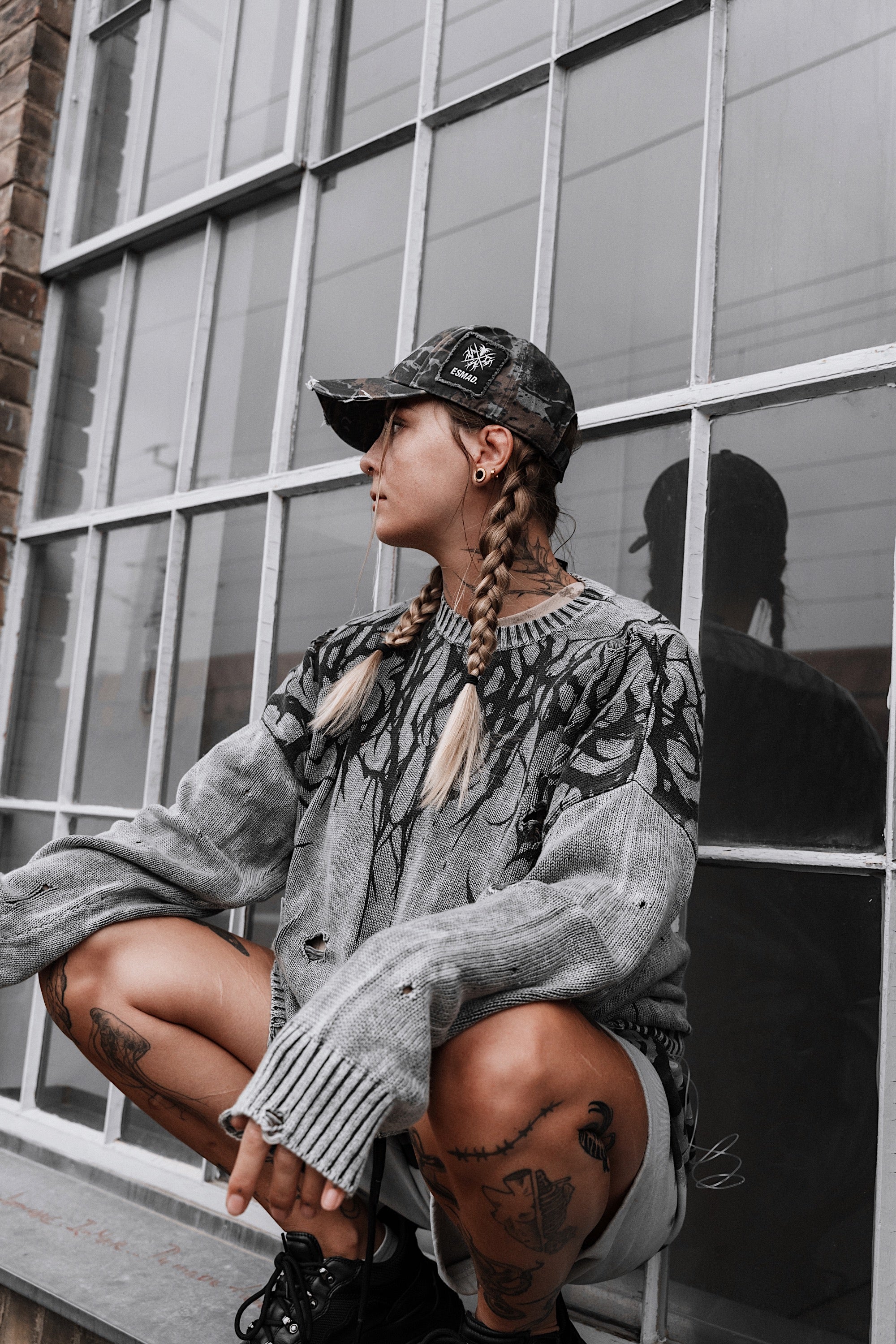 Reign Of Blood (grey bleach) - Knit Sweater (600GSM)