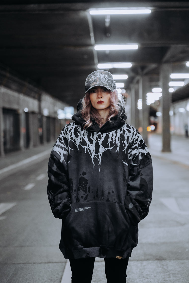 Reign Of Blood (grey dye) - Oversized Hoodie (350GSM) Image 7