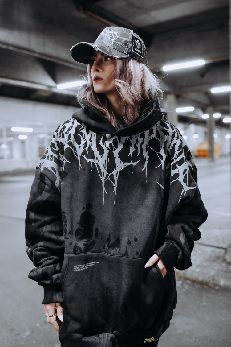 Reign Of Blood (grey dye) - Oversized Hoodie (350GSM) Image 6