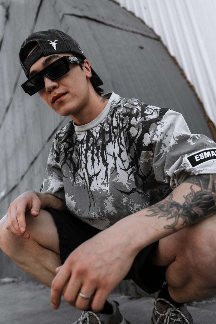 Reign Of Blood (lightgrey) - Heavy Oversized T-Shirt (tie dye) 250GSM Image 4
