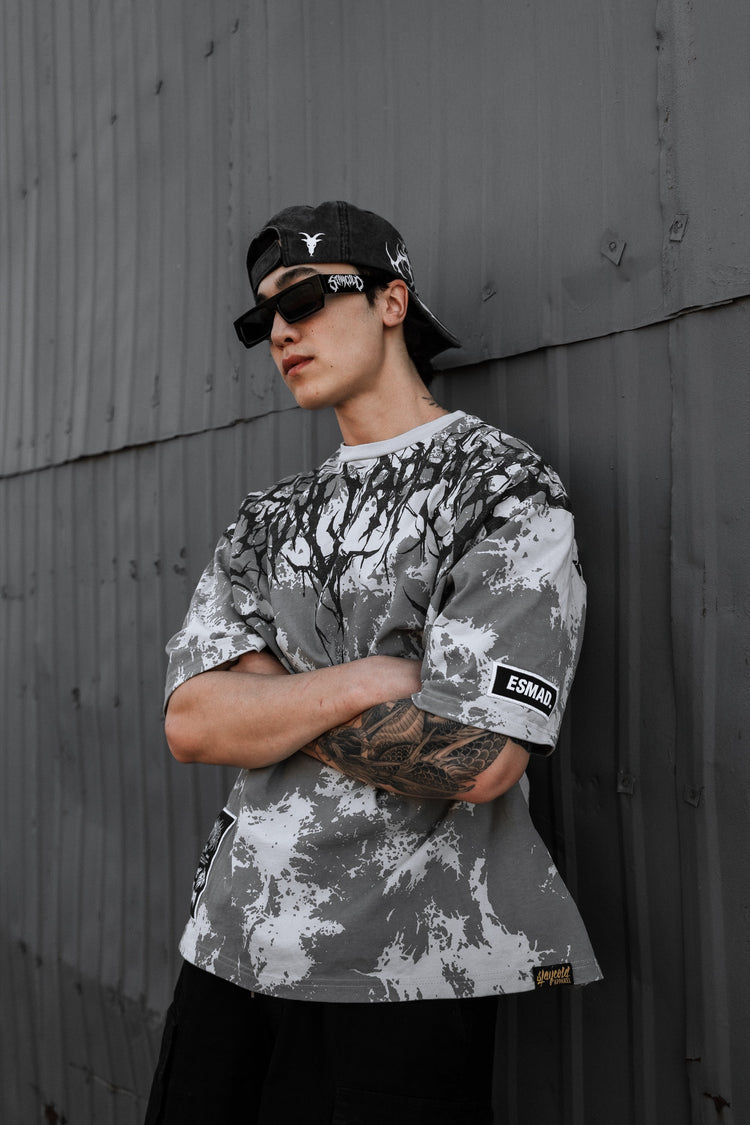 Reign Of Blood (lightgrey) - Heavy Oversized T-Shirt (tie dye) 250GSM Image 6