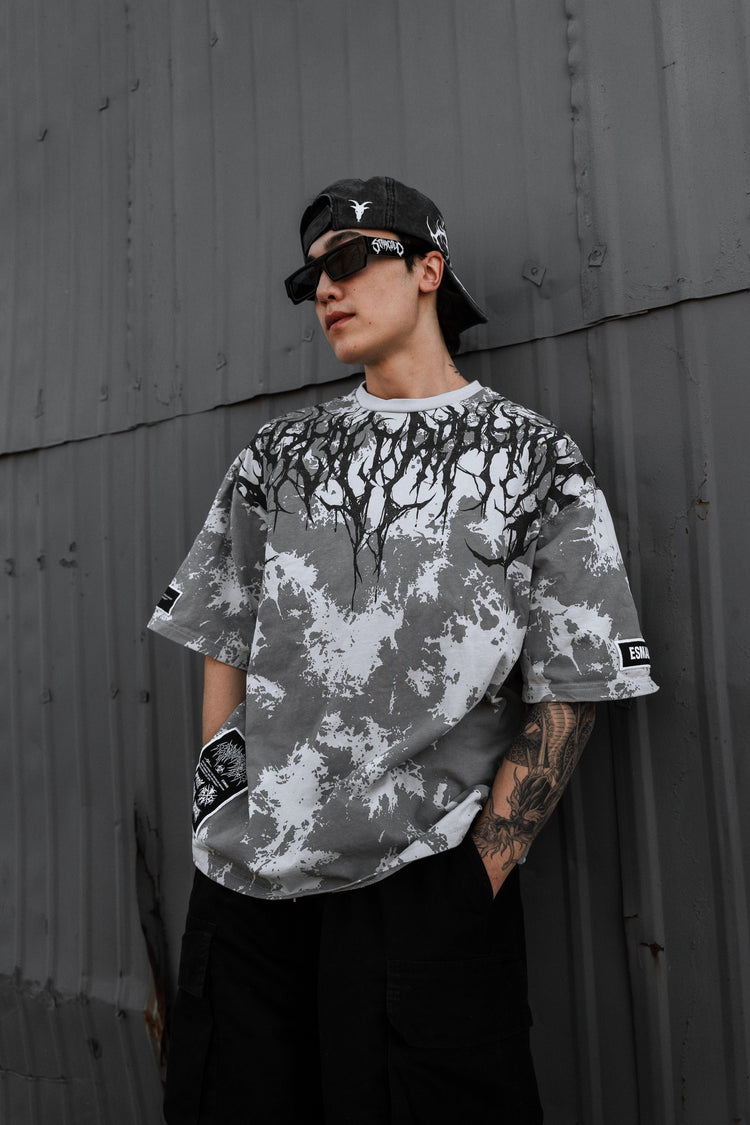 Reign Of Blood (lightgrey) - Heavy Oversized T-Shirt (tie dye) 250GSM Image 1