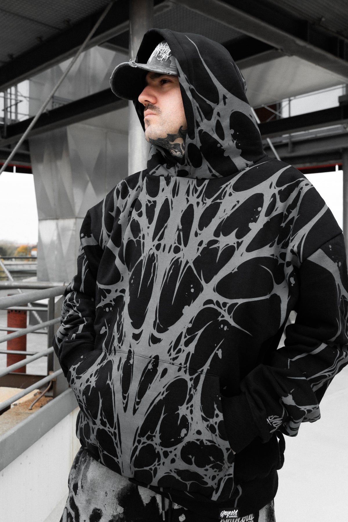 Ripcage (Black) - Heavy Oversized Hoodie (400GSM)