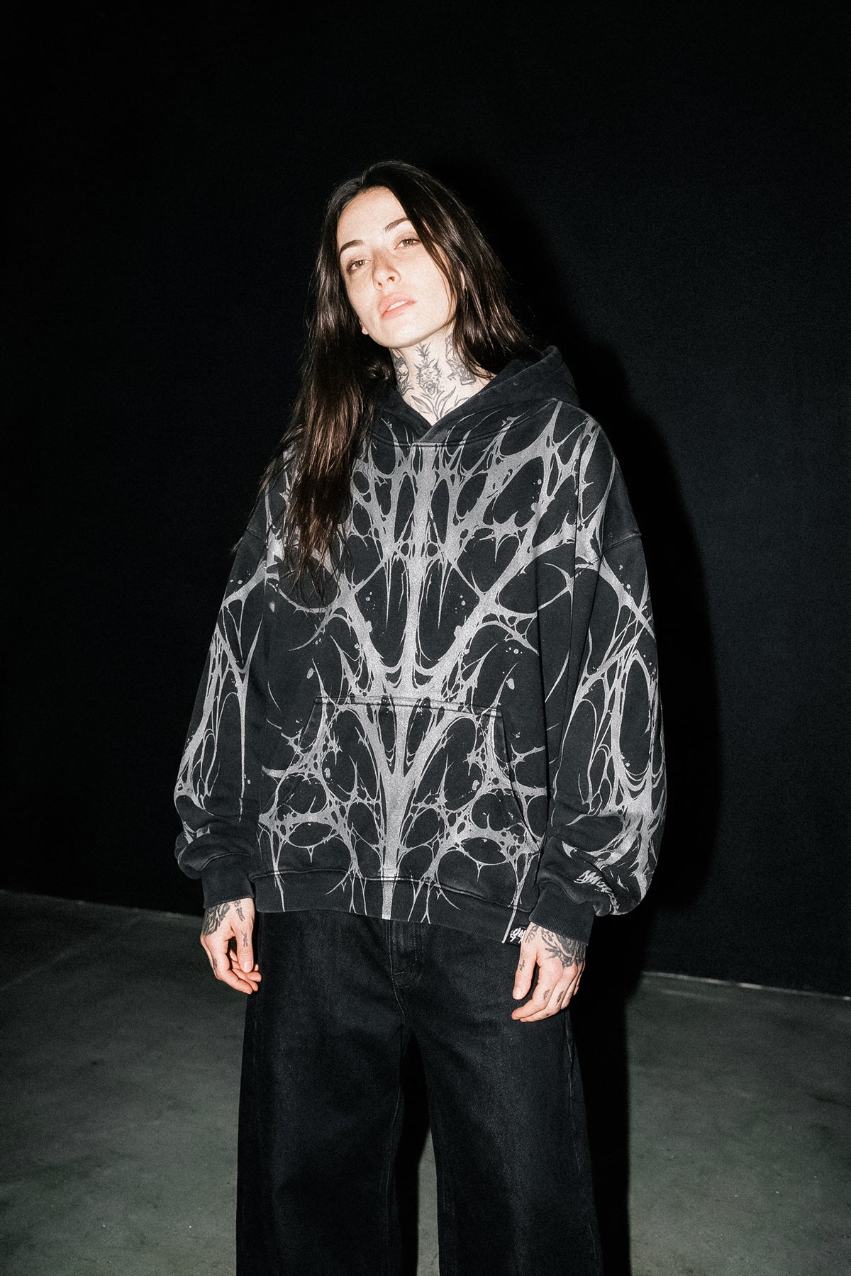 Ripcage (Black) - Heavy Oversized Hoodie (400GSM)
