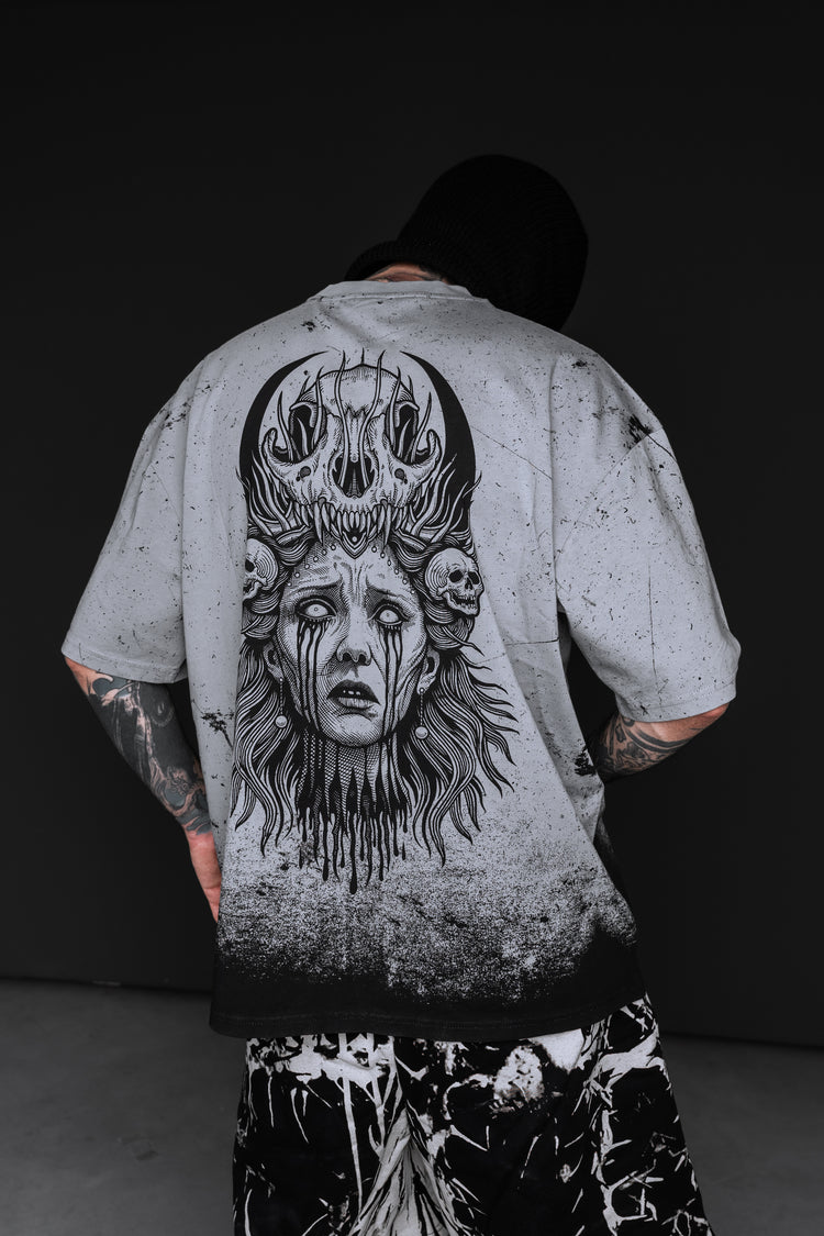 Saint of Nothing (grey gradient) - Oversized T-Shirt (200GSM) Image 1