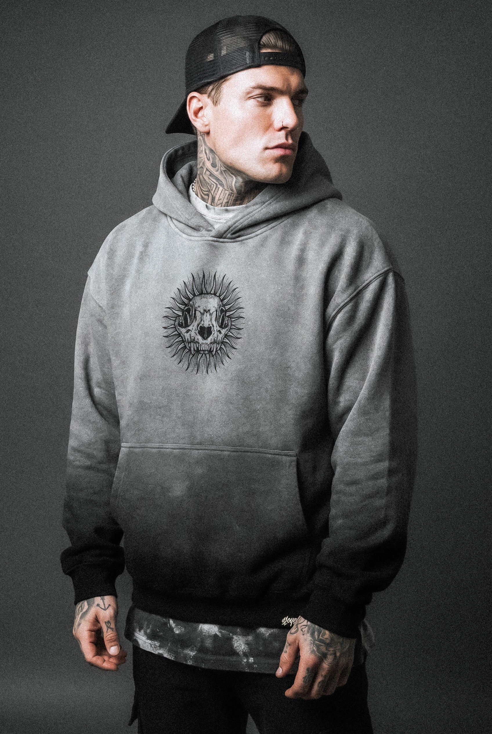 Saint of Nothing (grey grunge) - Oversized Hoodie (350GSM)