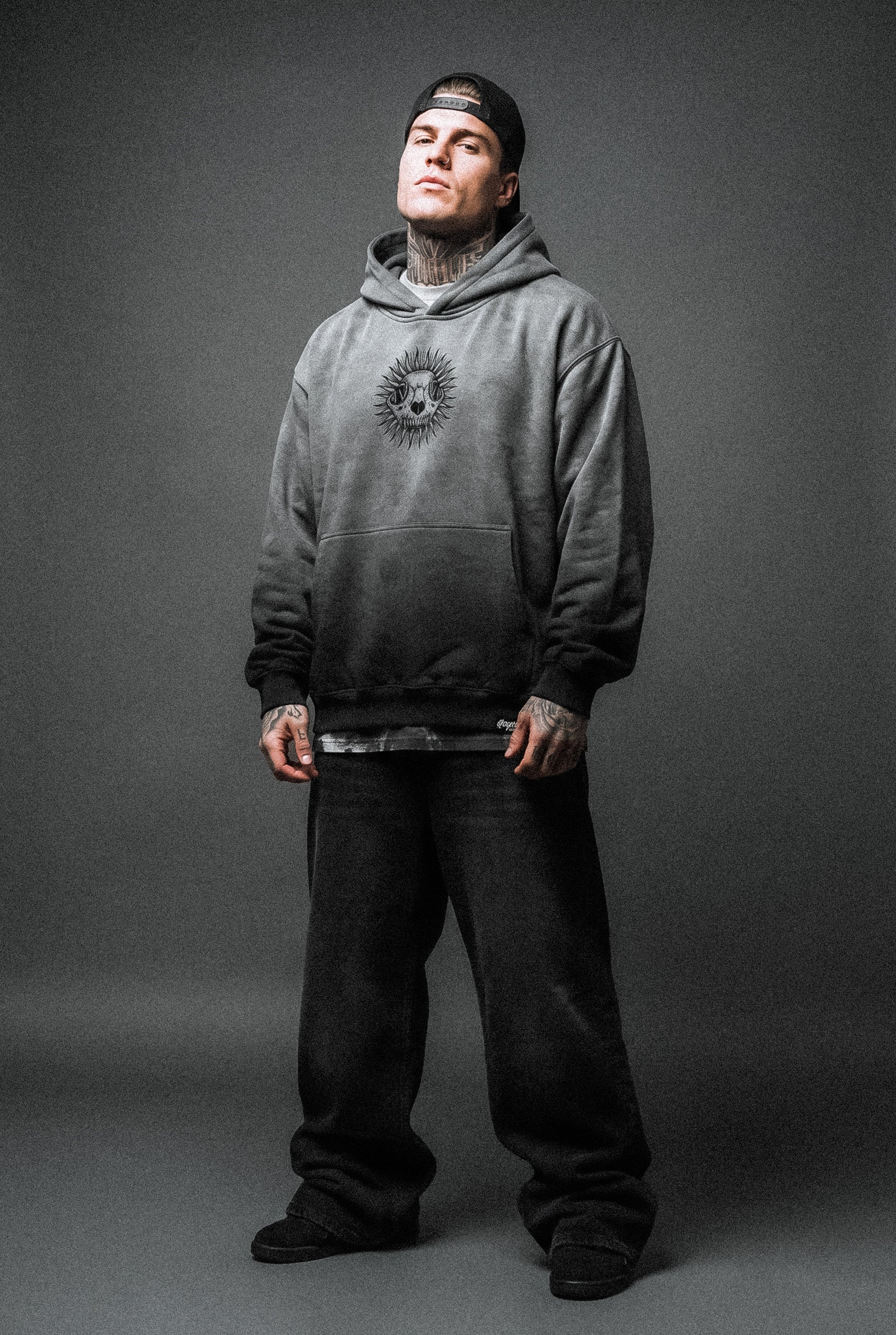 Saint of Nothing (grey grunge) - Oversized Hoodie (350GSM)