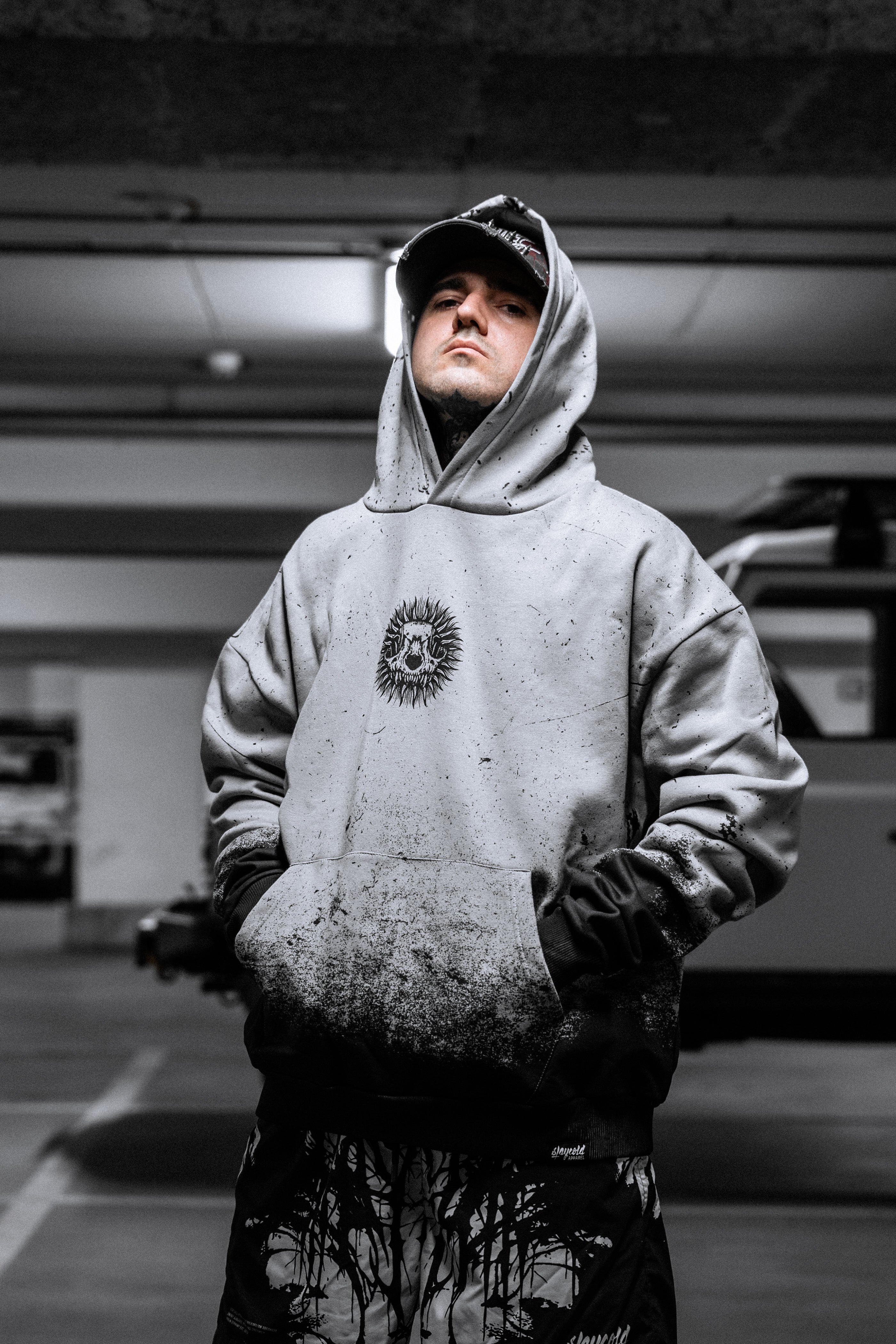 Saint of Nothing (Grey Grunge) - Oversized Hoodie (350GSM)