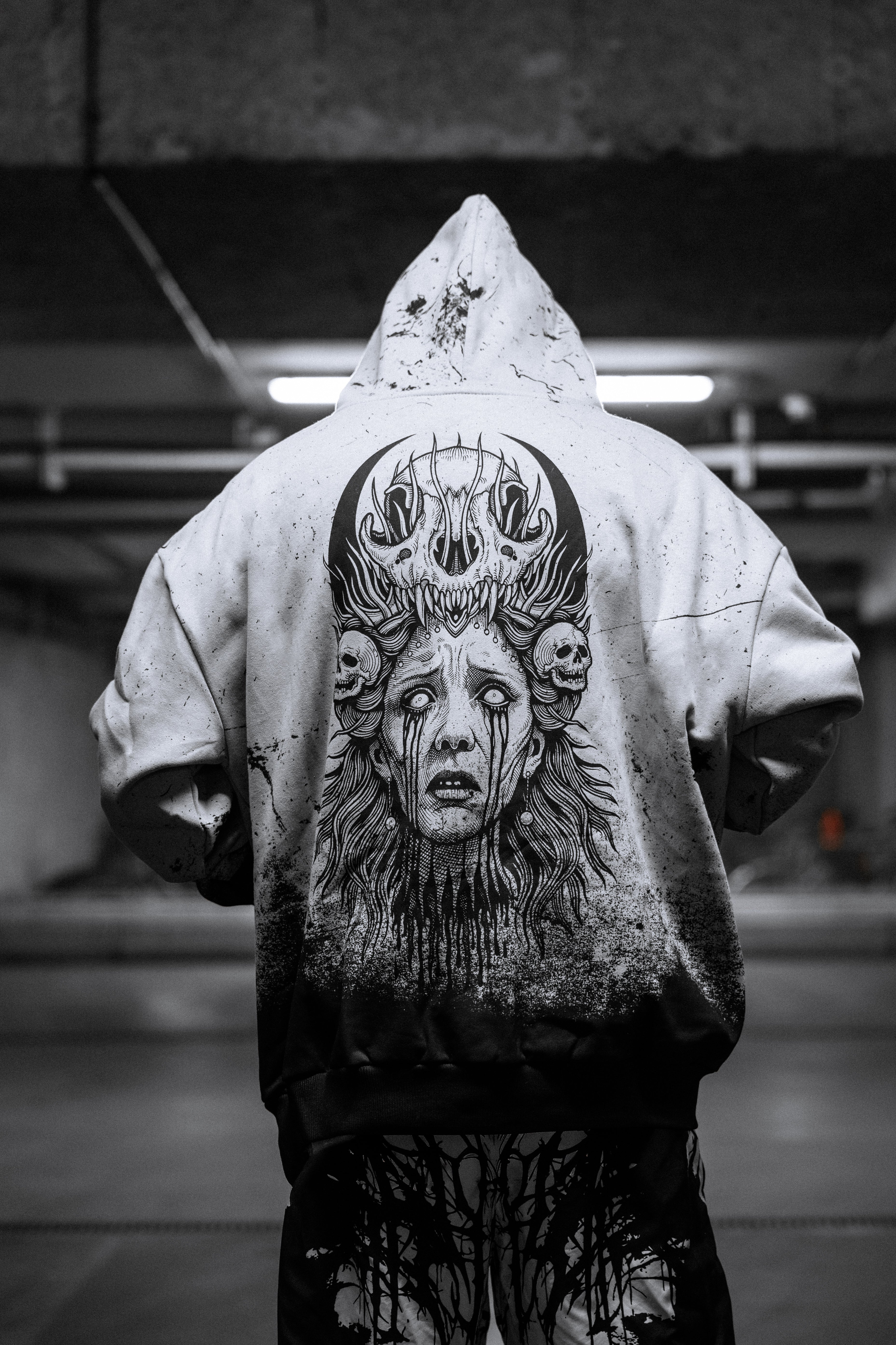 Saint of Nothing (grey grunge) - Oversized Hoodie (350GSM)