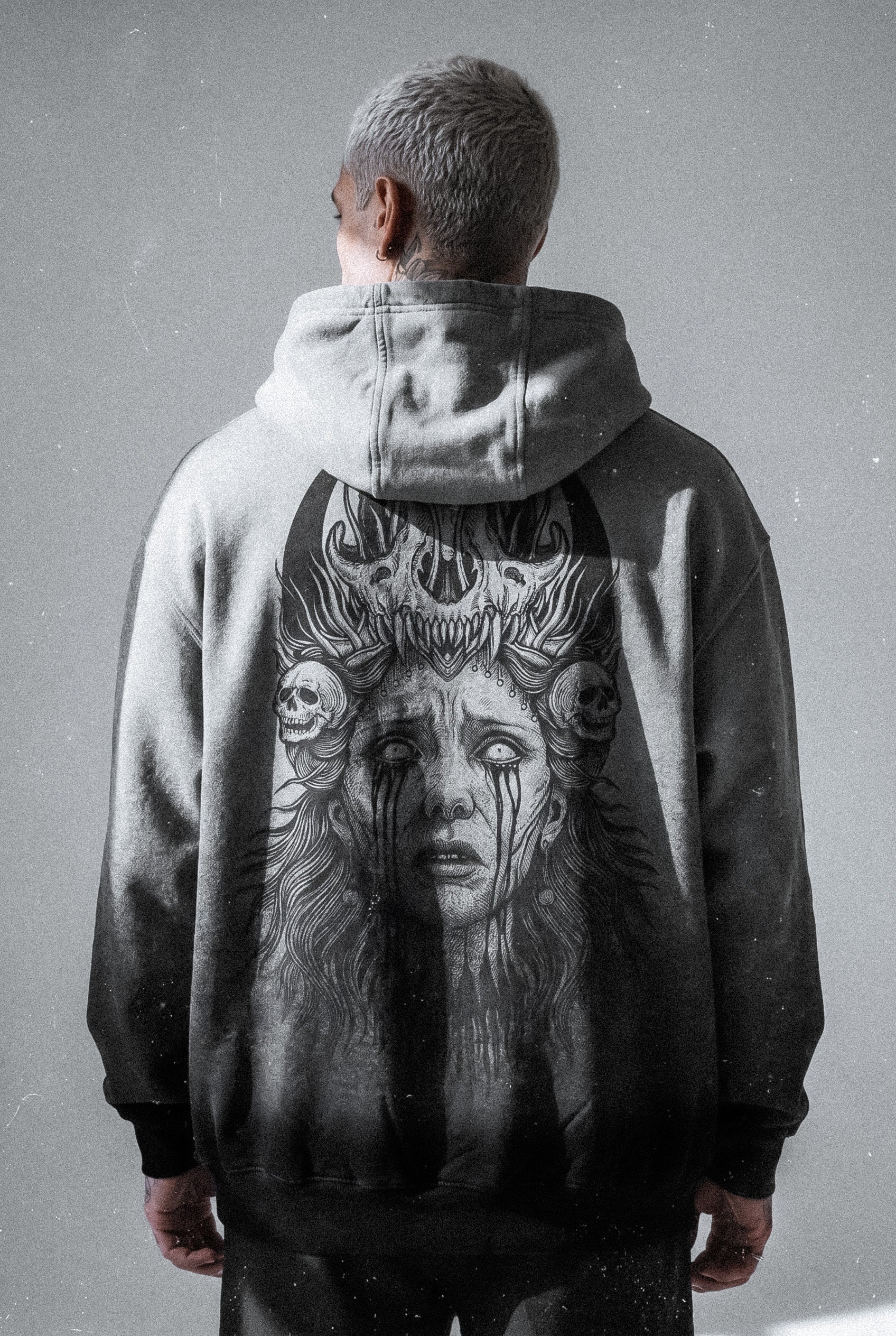 Saint of Nothing (grey grunge) - Oversized Hoodie (350GSM)