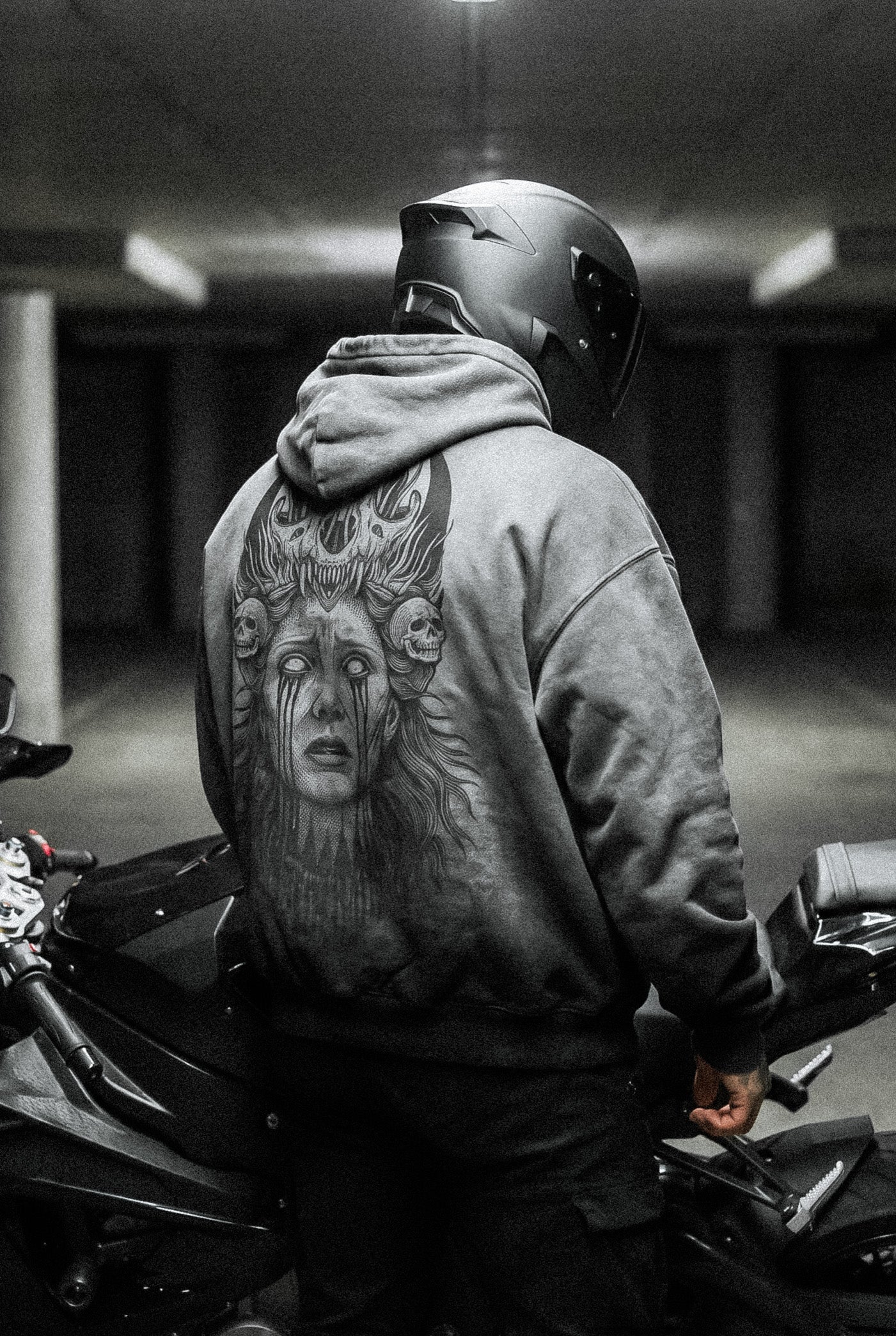 Saint of Nothing (grey grunge) - Oversized Hoodie (350GSM)