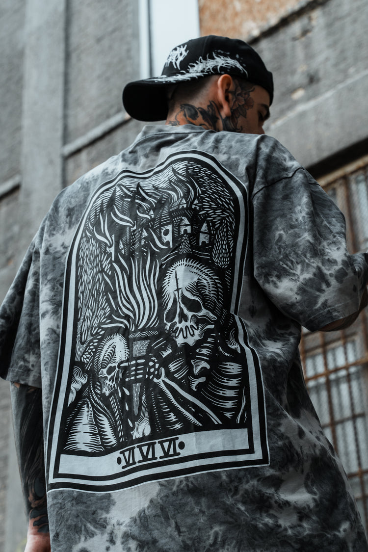 Burn Your Bridges - Oversized T-Shirt (Grey Bleached) Image 1