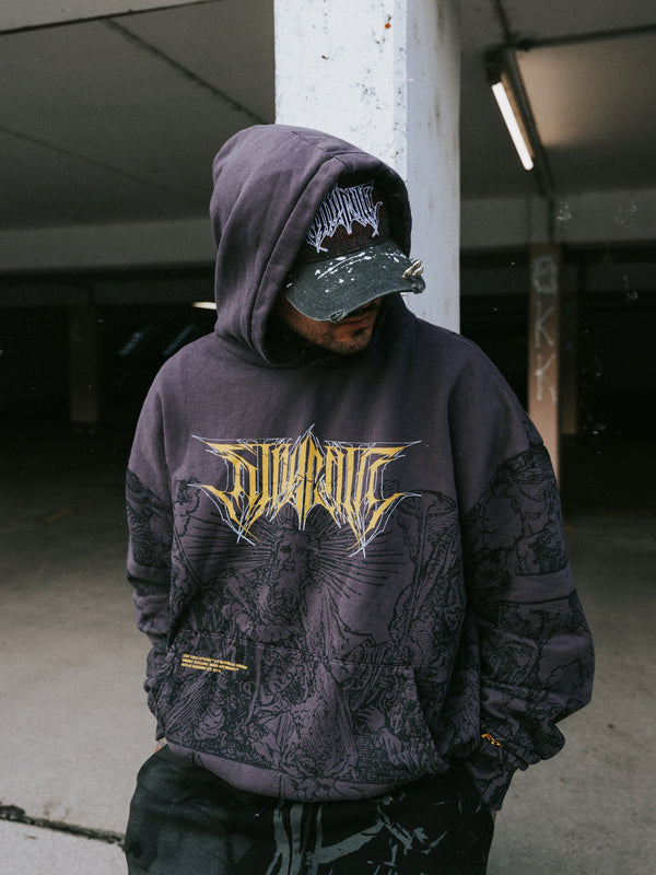 The Blackened Sun (dark grey) - Oversized Hoodie (350GSM) Lifestyle Image