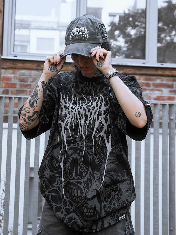 The Hollow Blaze (Allover) - Oversized T-Shirt (200GSM) Lifestyle Image
