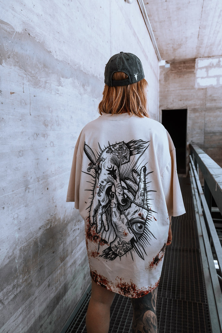 Think Twice - Oversized T-Shirt (rusty bleach) 200GSM Image 1