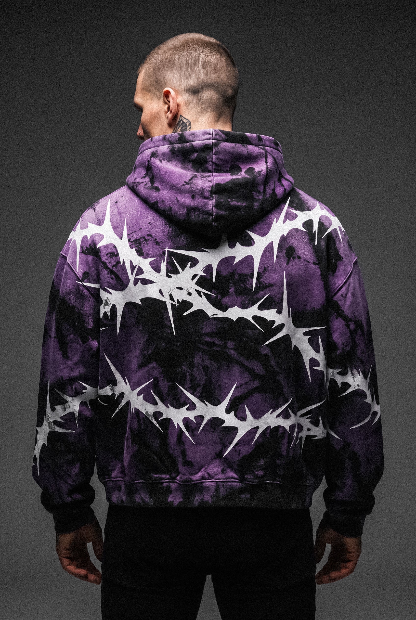 AW2013 デストロイチェーン　プルオーバーフーディー Thornwave (Purple) - Heavy Oversized Hoodie (400GSM)