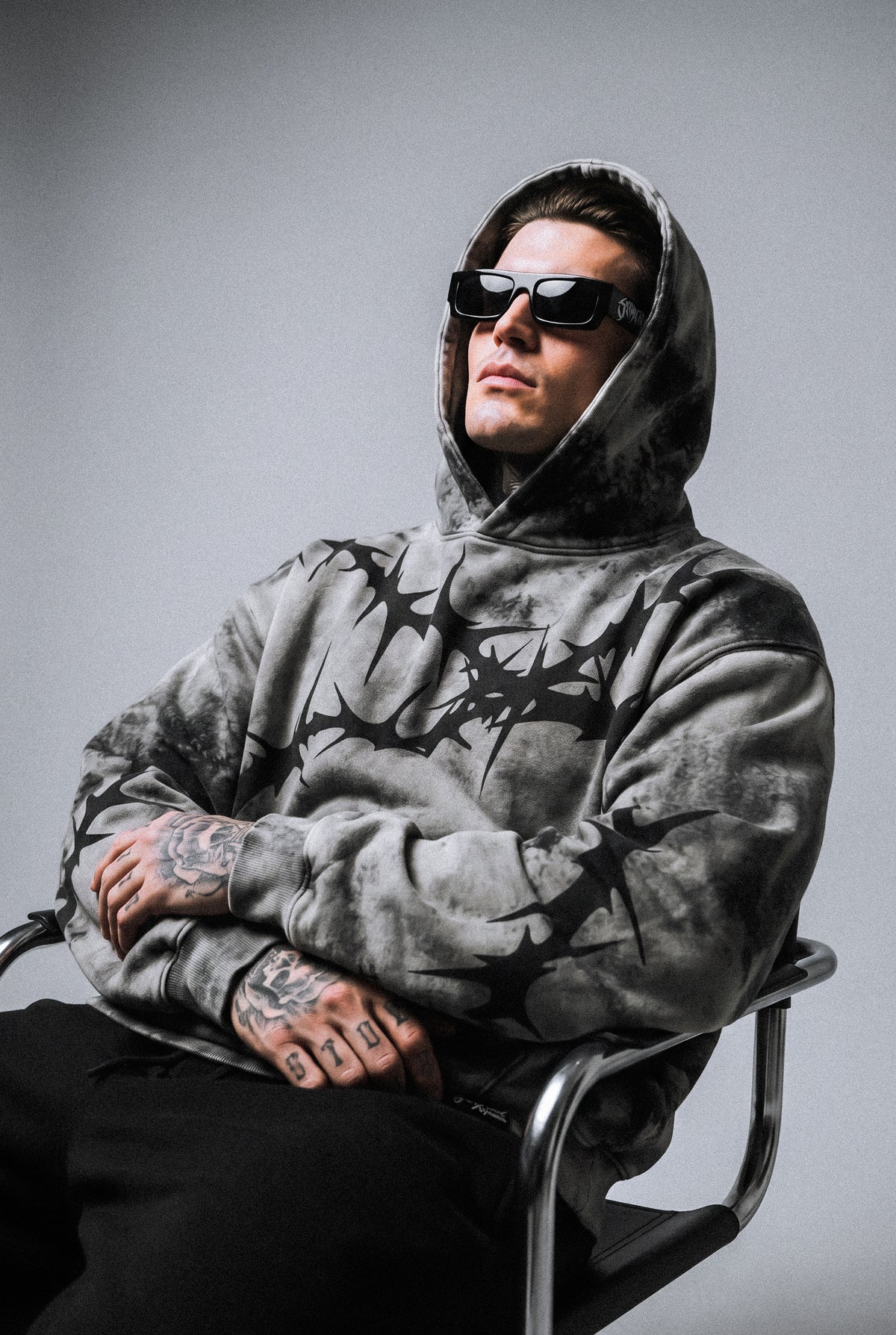 Thornwave (Silver) - Heavy Oversized Hoodie (400GSM)