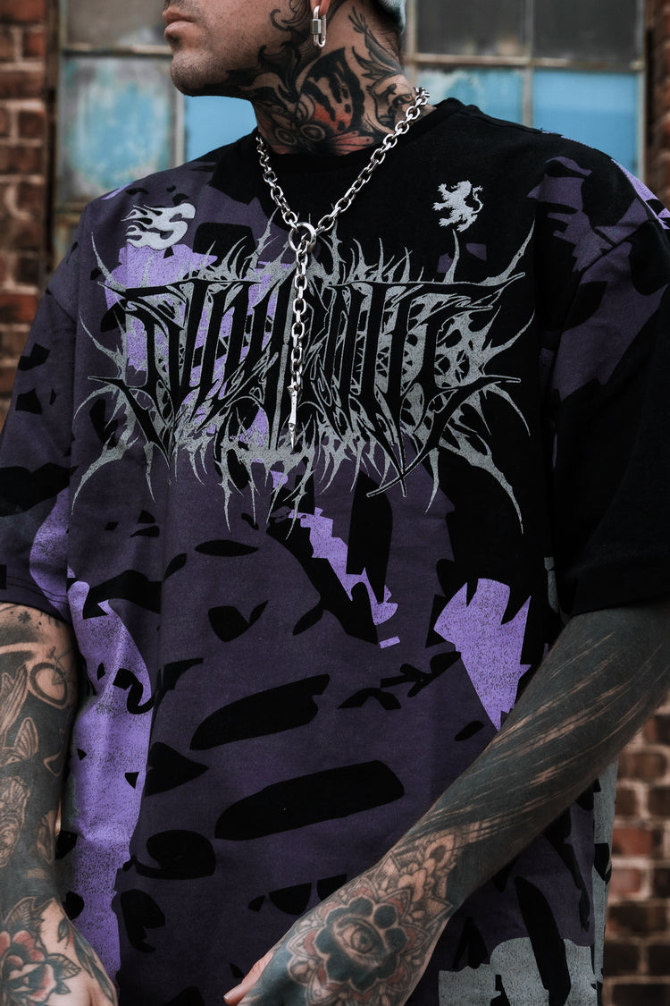 Urban Hazard (purple camo) - Heavy Oversized T-Shirt (250GSM) Image 4