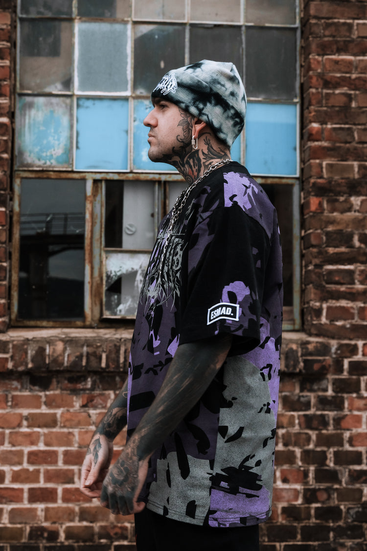 Urban Hazard (purple camo) - Heavy Oversized T-Shirt (250GSM) Image 7
