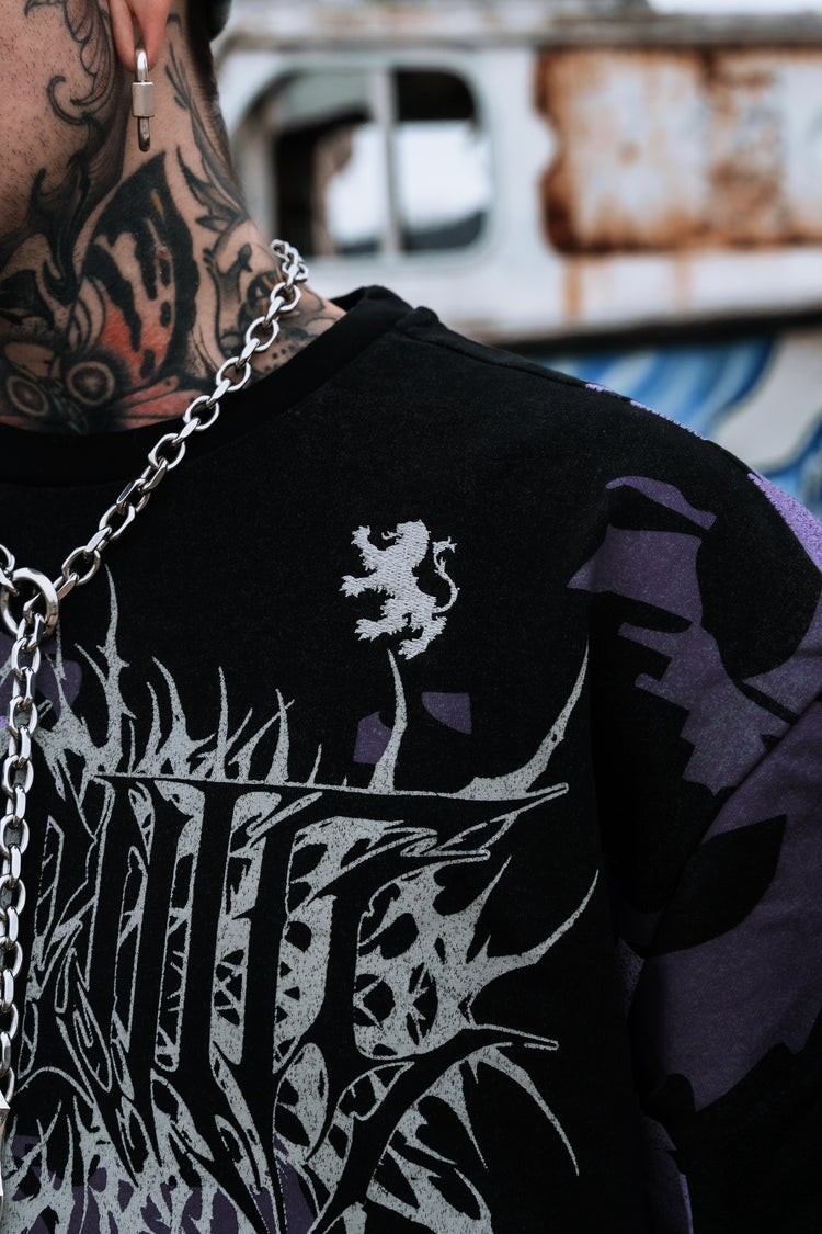 Urban Hazard (purple camo) - Heavy Oversized T-Shirt (250GSM) Image 6