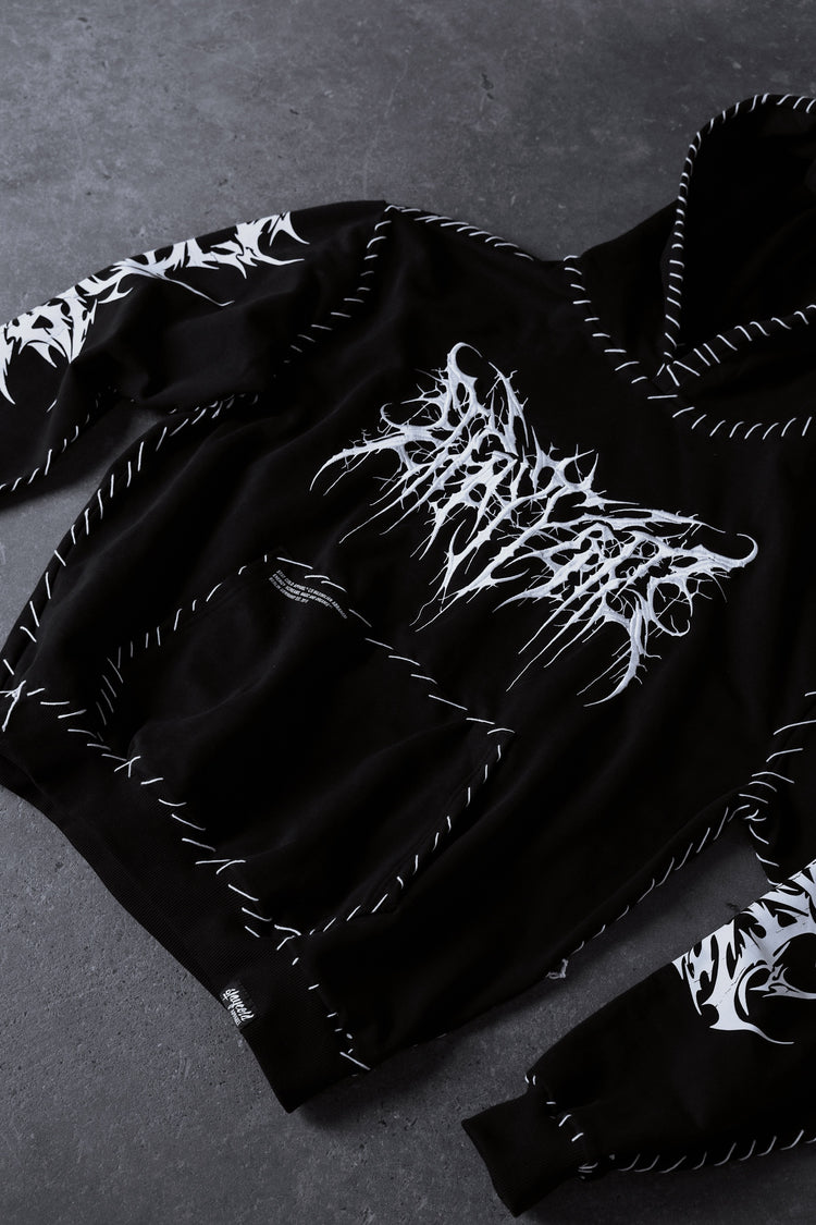 Void Woven - Heavy Oversized Hoodie (Black) 400GSM Image 4