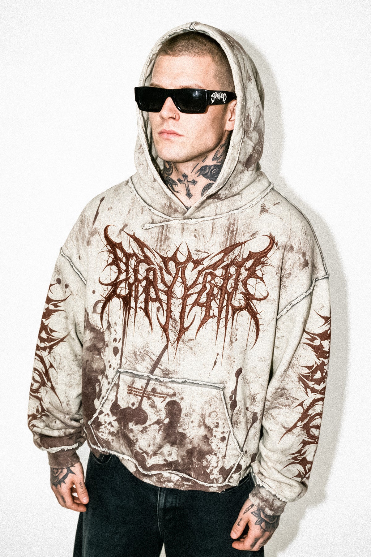 Void Woven (Dark Sand) - Heavy Oversized Hoodie (400GSM)