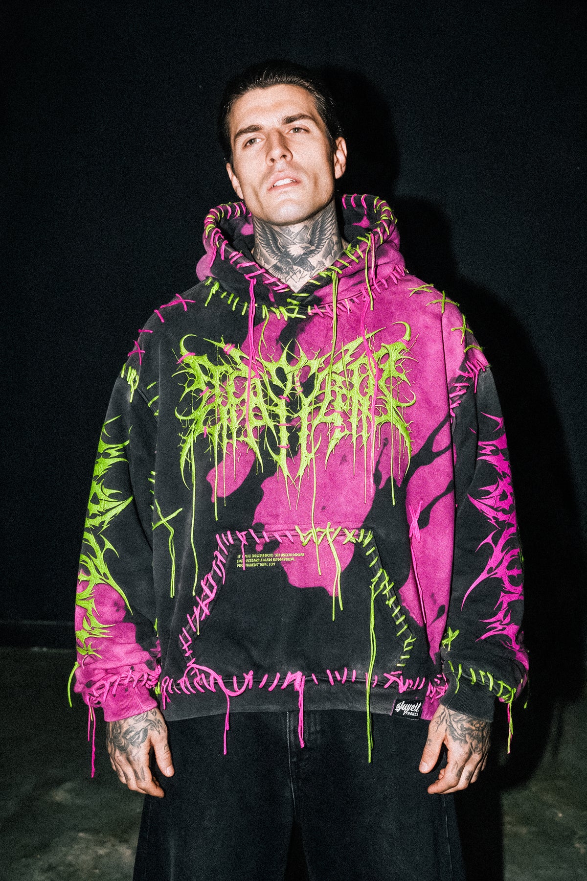 Void Woven (Black Pink) - Heavy Oversized Hoodie (400GSM)
