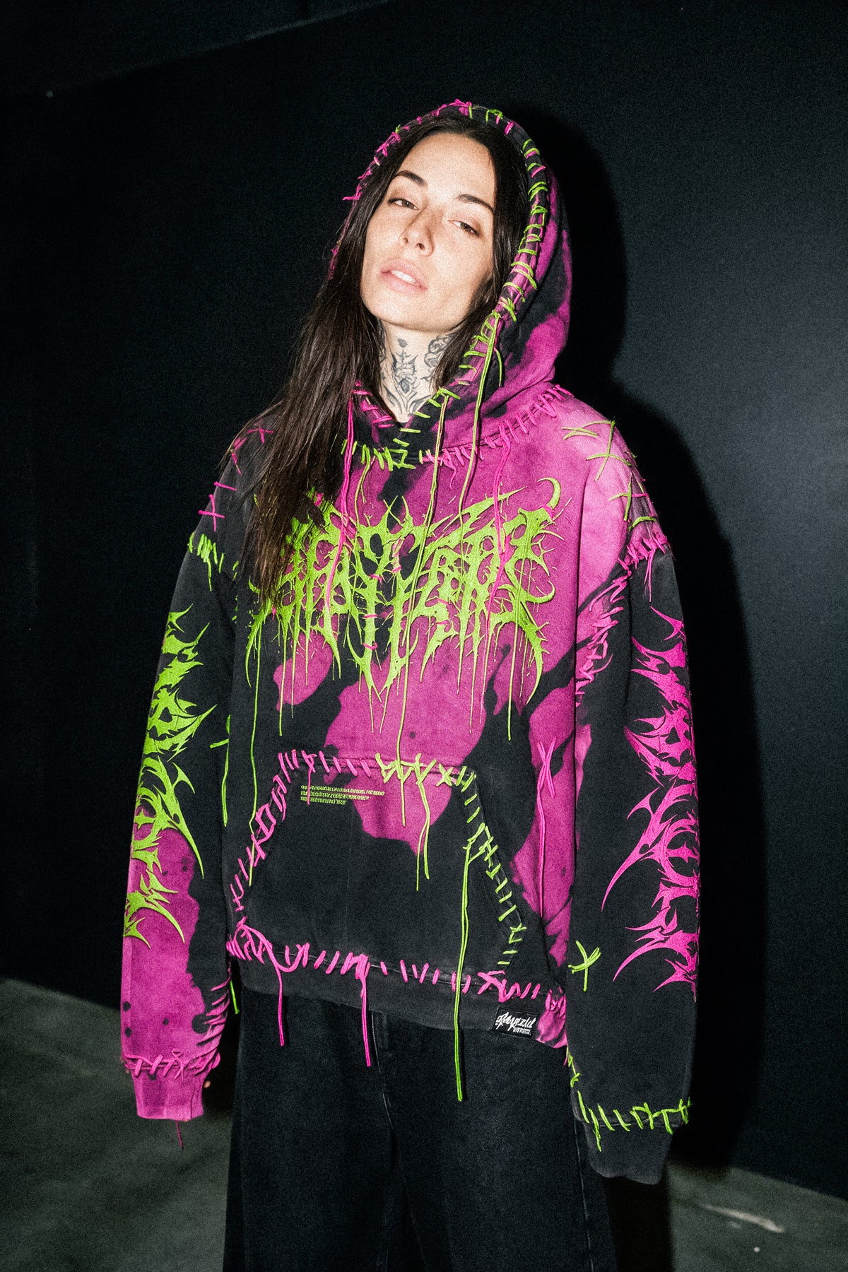 Void Woven (Black Pink) - Heavy Oversized Hoodie (400GSM)