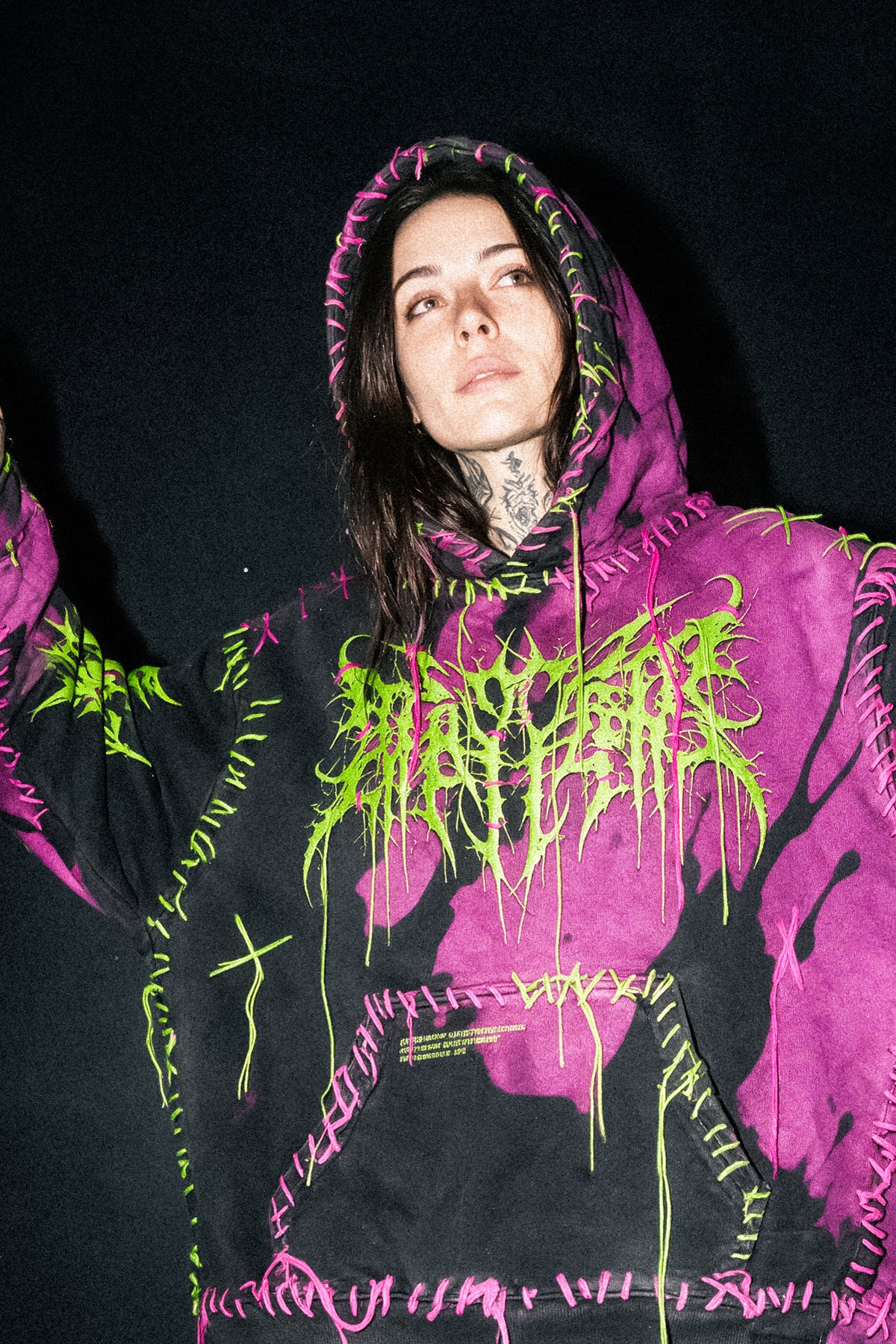 Void Woven (Black Pink) - Heavy Oversized Hoodie (400GSM)