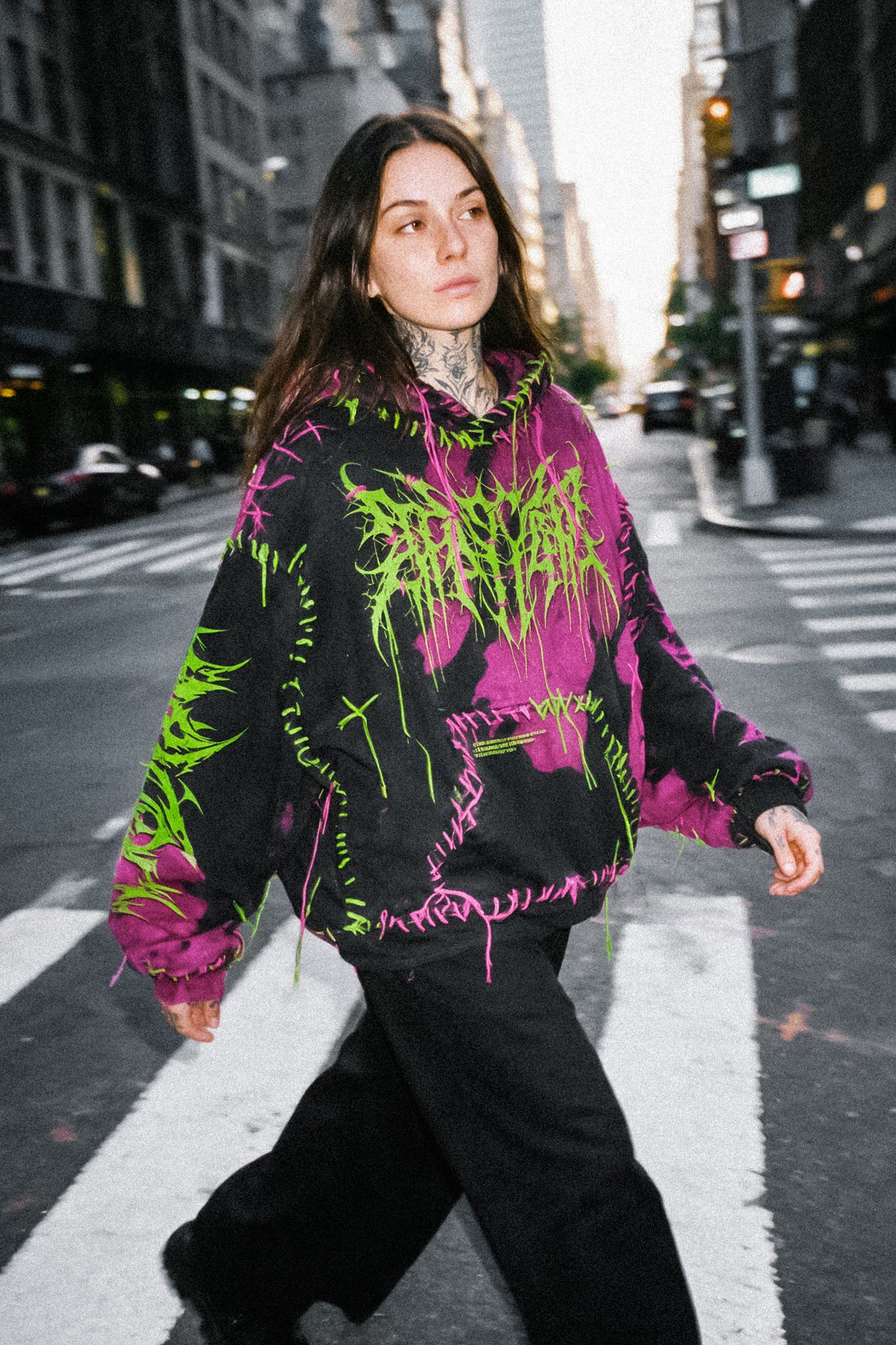 Void Woven (Black Pink) - Heavy Oversized Hoodie (400GSM)
