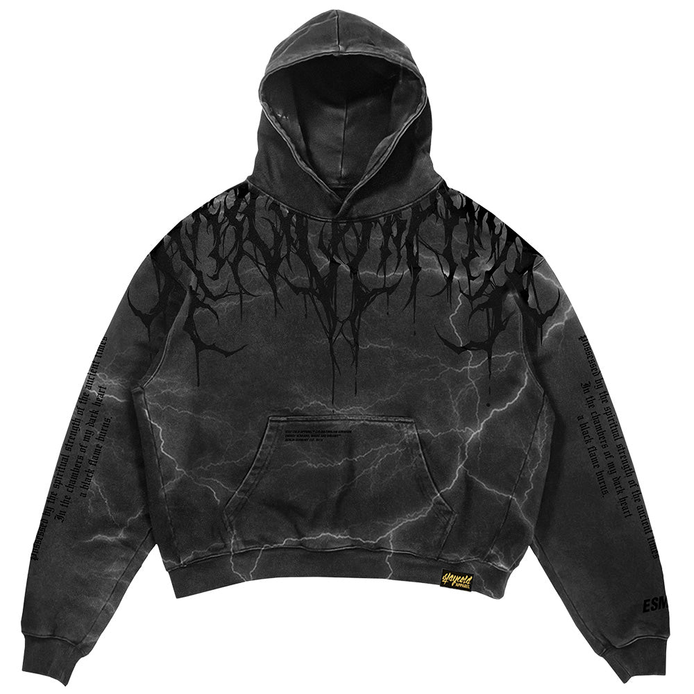 Reign Of Blood - Heavy Oversized Hoodie (Acid Washed Storm) 400GSM Mockup