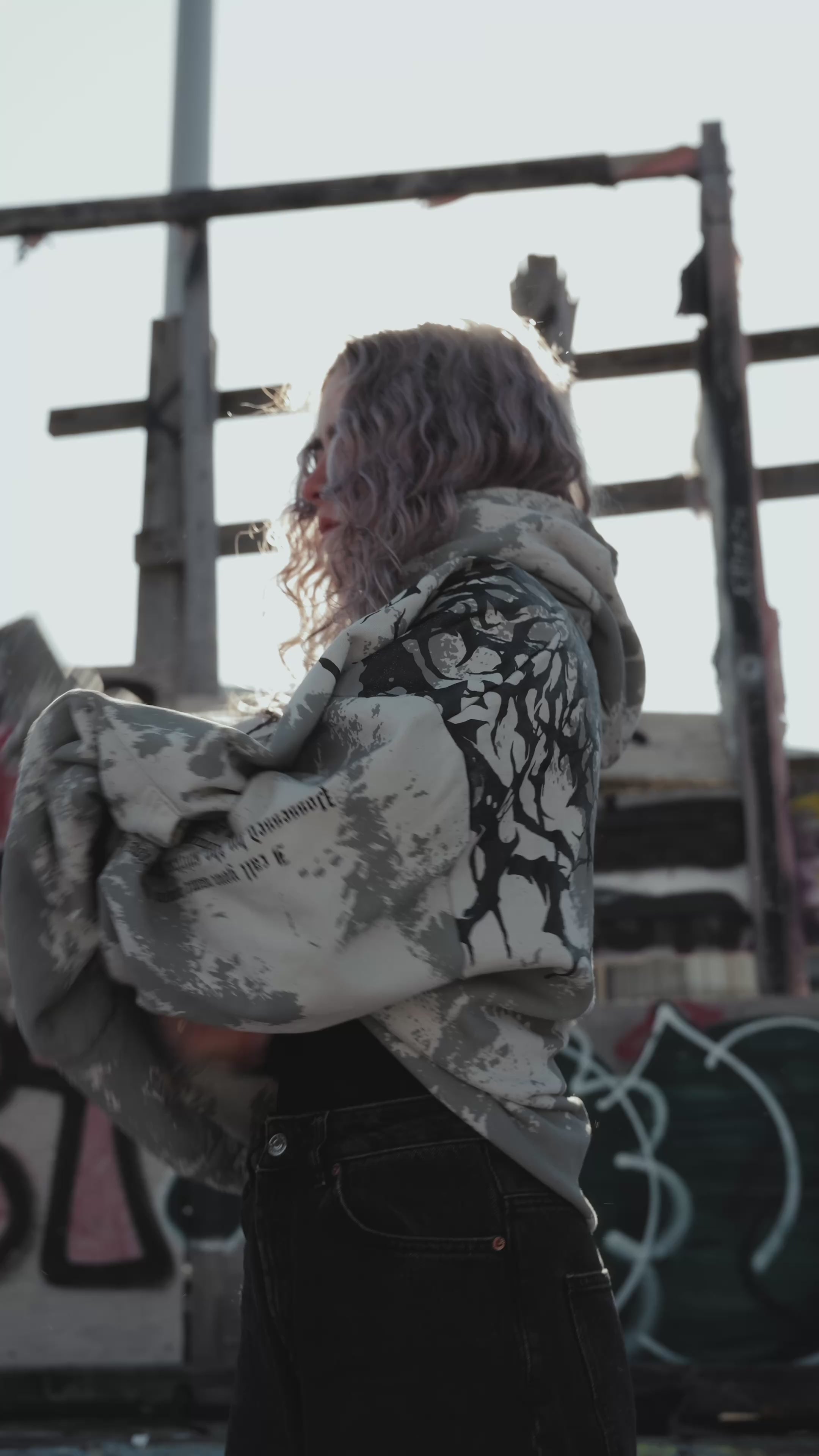Reign Of Blood (light grey) - Heavy Oversized Hoodie (400GSM)