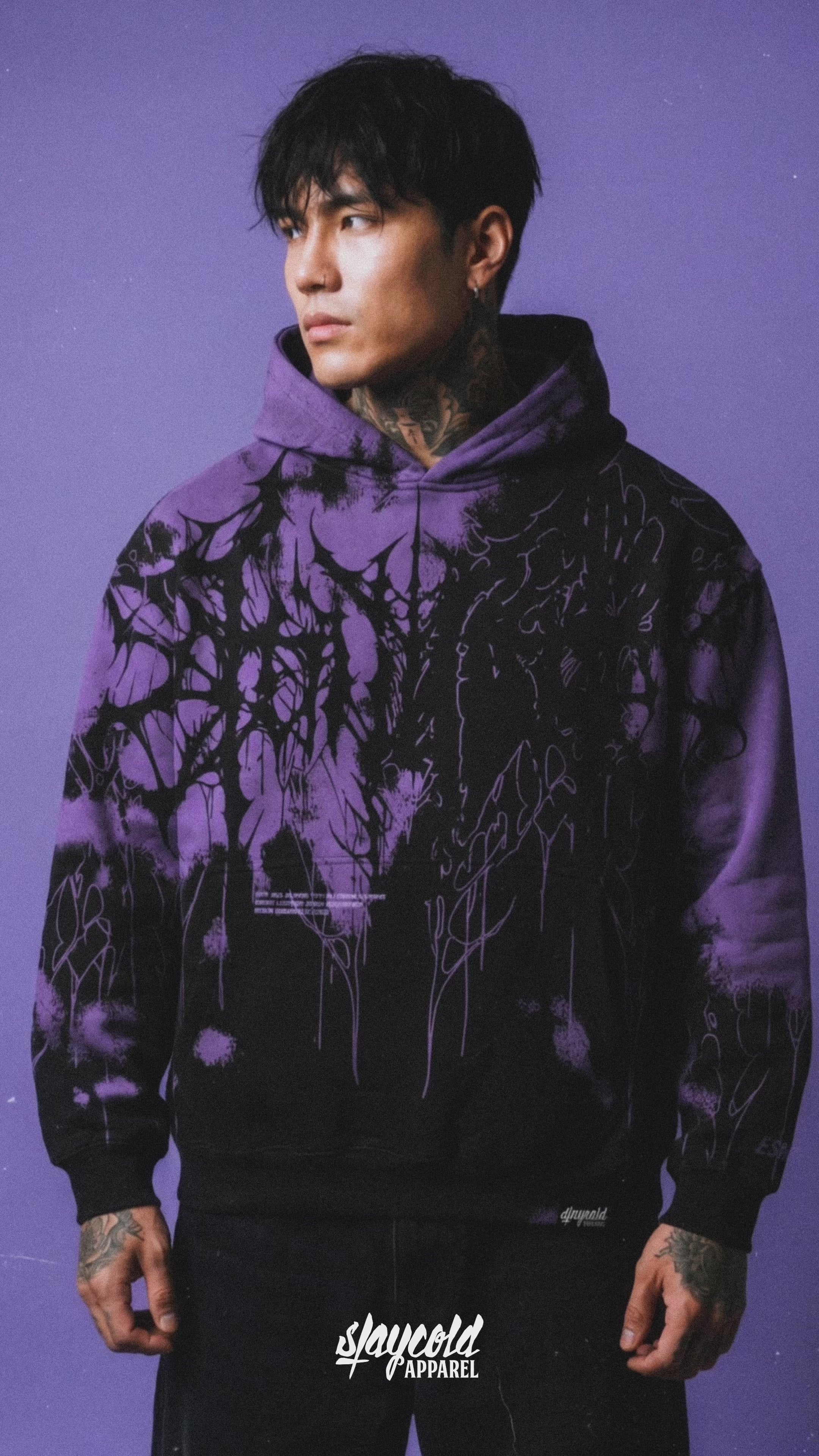 revive パーカーSサイズ黒紫drip Daggerwave (purple) - Oversized Hoodie (350GSM)