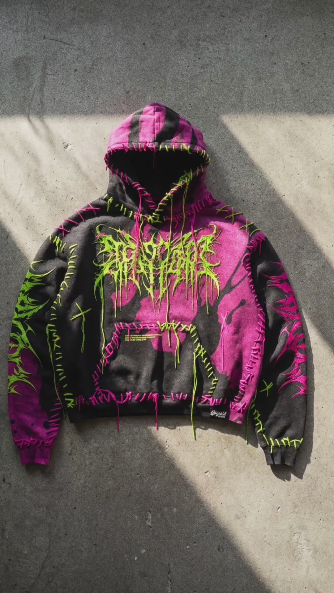 Void Woven (Black Pink) - Heavy Oversized Hoodie (400GSM)